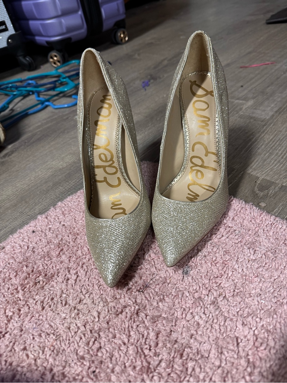 Sam Edelman champagne Glitter Pointed Toe Pump